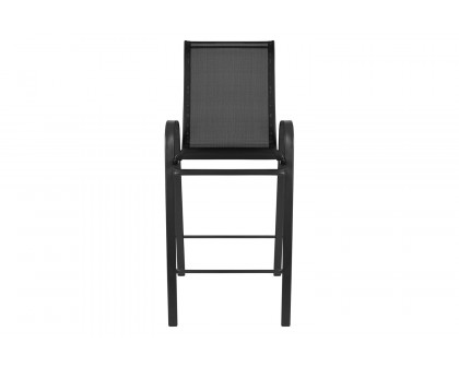 BLNK - Brazos Series Black Outdoor Bar Stool with Flex Comfort Material and Frame 2 Pack