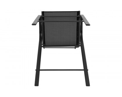 BLNK - Brazos Series Black Outdoor Bar Stool with Flex Comfort Material and Frame 2 Pack