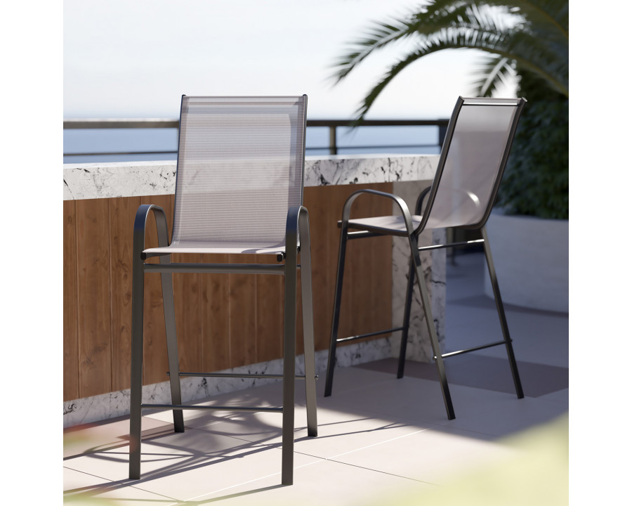 BLNK Brazos Outdoor Bar Stools with Flex Comfort Material and Metal Frame 2 Pack