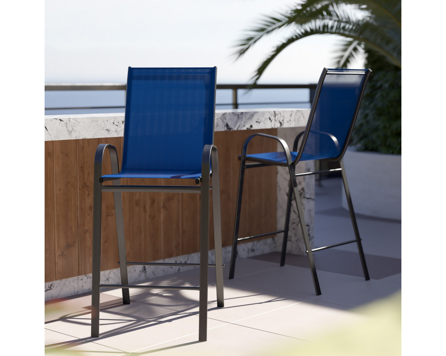 BLNK Brazos Outdoor Bar Stools with Flex Comfort Material and Metal Frame 2 Pack - Navy