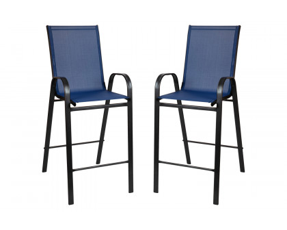 BLNK Brazos Outdoor Bar Stools with Flex Comfort Material and Metal Frame 2 Pack - Navy