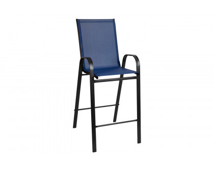 BLNK Brazos Outdoor Bar Stools with Flex Comfort Material and Metal Frame 2 Pack - Navy