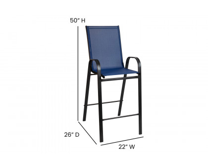 BLNK Brazos Outdoor Bar Stools with Flex Comfort Material and Metal Frame 2 Pack - Navy