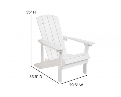 BLNK Charlestown All-Weather Poly Resin Wood Adirondack Chairs Set of 2 - White, with Blue Cushions