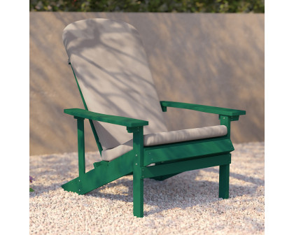 BLNK Charlestown All-Weather Poly Resin Wood Adirondack Chairs Set of 2 - Green, with Cream Cushions