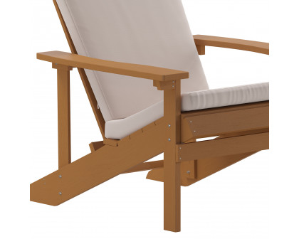 BLNK Charlestown All-Weather Poly Resin Wood Adirondack Chairs Set of 2 - Teak, with Cream Cushions