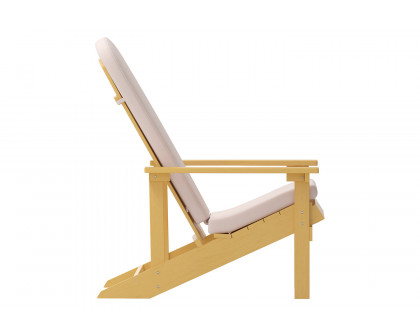 BLNK Charlestown All-Weather Poly Resin Wood Adirondack Chairs Set of 2 - Yellow, with Cream Cushions