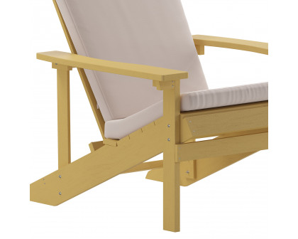 BLNK Charlestown All-Weather Poly Resin Wood Adirondack Chairs Set of 2 - Yellow, with Cream Cushions