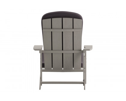 BLNK Charlestown All-Weather Poly Resin Wood Adirondack Chairs Set of 2 - Gray, with Gray Cushions