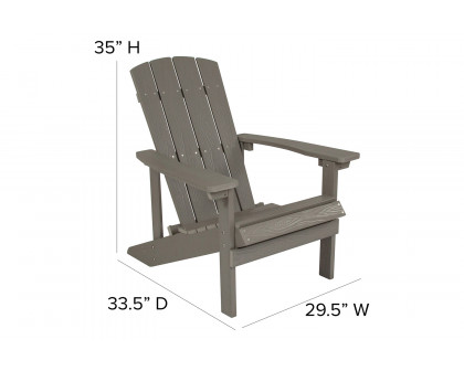 BLNK Charlestown All-Weather Poly Resin Wood Adirondack Chairs Set of 2 - Gray, with Gray Cushions