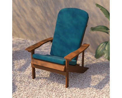 BLNK Charlestown All-Weather Poly Resin Wood Adirondack Chairs Set of 2 - Teak, with Teal Cushions