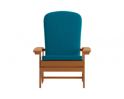 BLNK Charlestown All-Weather Poly Resin Wood Adirondack Chairs Set of 2 - Teak, with Teal Cushions