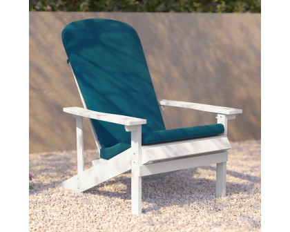 BLNK Charlestown All-Weather Poly Resin Wood Adirondack Chairs Set of 2 - White, with Teal Cushions