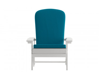 BLNK Charlestown All-Weather Poly Resin Wood Adirondack Chairs Set of 2 - White, with Teal Cushions