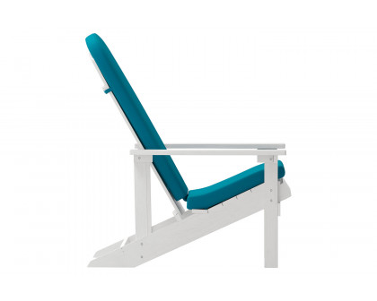 BLNK Charlestown All-Weather Poly Resin Wood Adirondack Chairs Set of 2 - White, with Teal Cushions