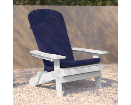 BLNK™ Charlestown All-Weather Poly Resin Folding Adirondack Chairs Set of 2 - White, with Blue Cushions