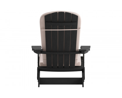 BLNK Charlestown All-Weather Poly Resin Folding Adirondack Chairs Set of 2 - Black, with Cream Cushions