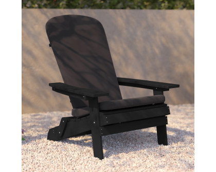 BLNK Charlestown All-Weather Poly Resin Folding Adirondack Chairs Set of 2 - Black, with Gray Cushions