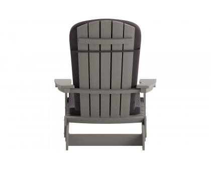 BLNK Charlestown All-Weather Poly Resin Folding Adirondack Chairs Set of 2 - Gray, with Gray Cushions