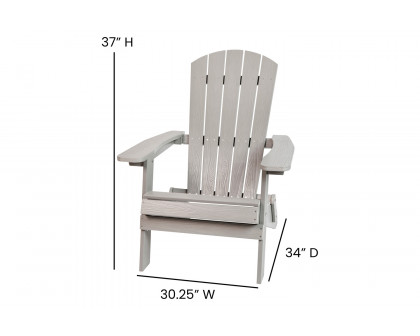 BLNK Charlestown All-Weather Poly Resin Folding Adirondack Chairs Set of 2 - Gray, with Gray Cushions