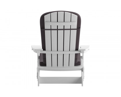 BLNK Charlestown All-Weather Poly Resin Folding Adirondack Chairs Set of 2 - White, with Gray Cushions