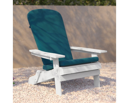 BLNK™ Charlestown All-Weather Poly Resin Folding Adirondack Chairs Set of 2 - White, with Teal Cushions