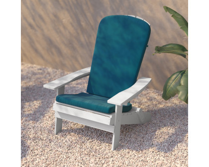 BLNK™ Charlestown All-Weather Poly Resin Folding Adirondack Chairs Set of 2 - White, with Teal Cushions