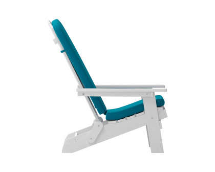 BLNK™ Charlestown All-Weather Poly Resin Folding Adirondack Chairs Set of 2 - White, with Teal Cushions