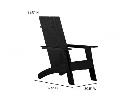 BLNK™ Sawyer All-Weather Poly Resin Wood Adirondack Chairs with Foot Rests Set of 2 - Black