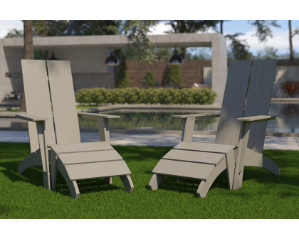 BLNK Sawyer All-Weather Poly Resin Wood Adirondack Chairs with Foot Rests Set of 2