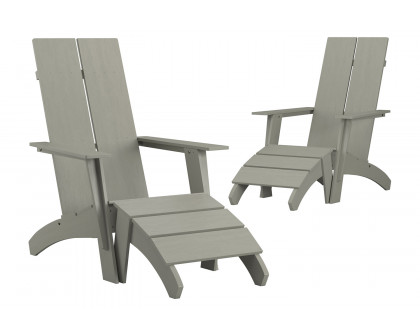 BLNK Sawyer All-Weather Poly Resin Wood Adirondack Chairs with Foot Rests Set of 2 - Gray