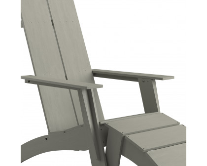 BLNK Sawyer All-Weather Poly Resin Wood Adirondack Chairs with Foot Rests Set of 2 - Gray