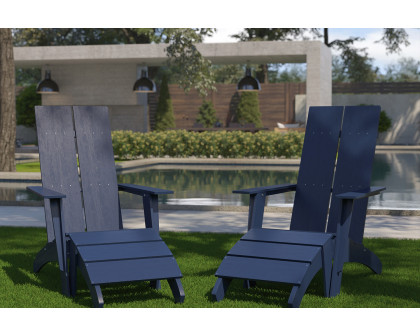 BLNK Sawyer All-Weather Poly Resin Wood Adirondack Chairs with Foot Rests Set of 2