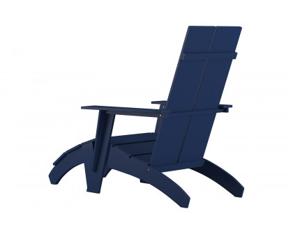 BLNK Sawyer All-Weather Poly Resin Wood Adirondack Chairs with Foot Rests Set of 2 - Navy