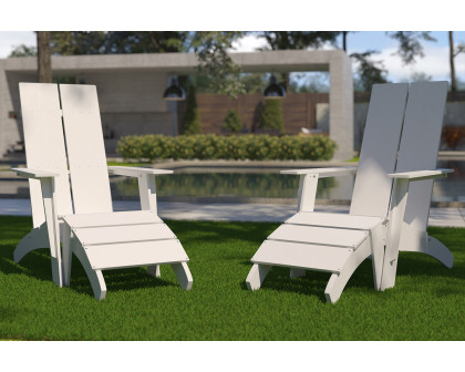 BLNK Sawyer All-Weather Poly Resin Wood Adirondack Chairs with Foot Rests Set of 2