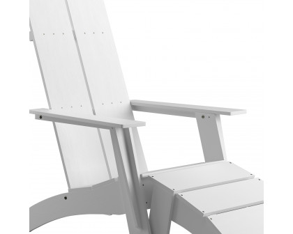 BLNK Sawyer All-Weather Poly Resin Wood Adirondack Chairs with Foot Rests Set of 2 - White