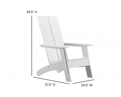 BLNK Sawyer All-Weather Poly Resin Wood Adirondack Chairs with Foot Rests Set of 2 - White