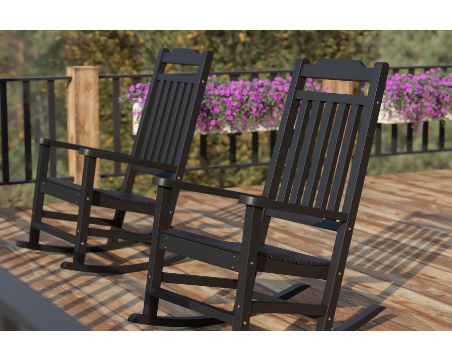 BLNK Winston All-Weather Faux Wood Rocking Chair Set of 2 - Black