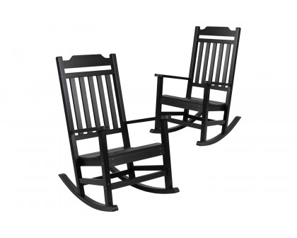 BLNK Winston All-Weather Faux Wood Rocking Chair Set of 2 - Black