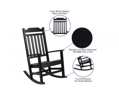 BLNK Winston All-Weather Faux Wood Rocking Chair Set of 2 - Black