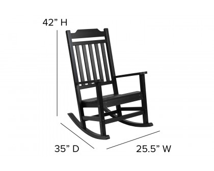 BLNK Winston All-Weather Faux Wood Rocking Chair Set of 2 - Black