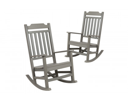 BLNK Winston All-Weather Faux Wood Rocking Chair Set of 2 - Gray