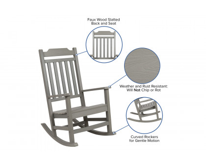 BLNK Winston All-Weather Faux Wood Rocking Chair Set of 2 - Gray