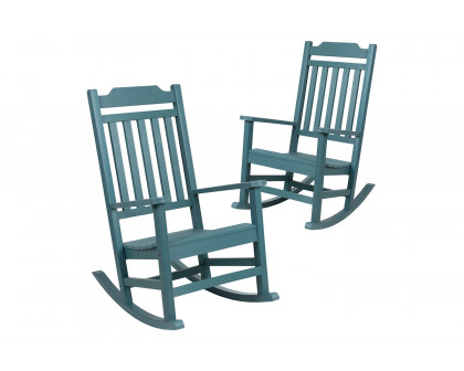 BLNK Winston All-Weather Faux Wood Rocking Chair Set of 2 - Teal