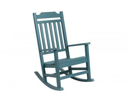 BLNK Winston All-Weather Faux Wood Rocking Chair Set of 2 - Teal