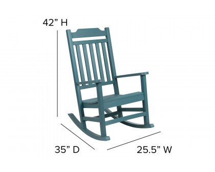 BLNK Winston All-Weather Faux Wood Rocking Chair Set of 2 - Teal