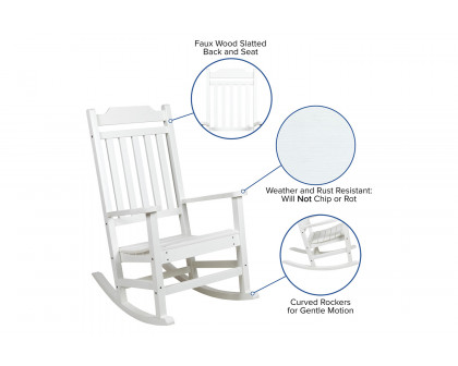 BLNK Winston All-Weather Faux Wood Rocking Chair Set of 2 - White