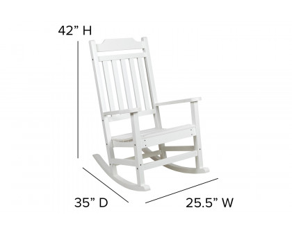 BLNK Winston All-Weather Faux Wood Rocking Chair Set of 2 - White