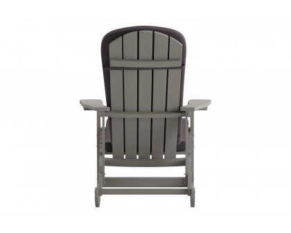 BLNK Savannah Poly Resin Wood All-Weather Adirondack Rocking Chairs with Gray Cushions for Deck, Porch, and Patio Set of 2 - Gray