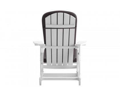 BLNK Savannah Poly Resin Wood All-Weather Adirondack Rocking Chairs with Gray Cushions for Deck, Porch, and Patio Set of 2 - White